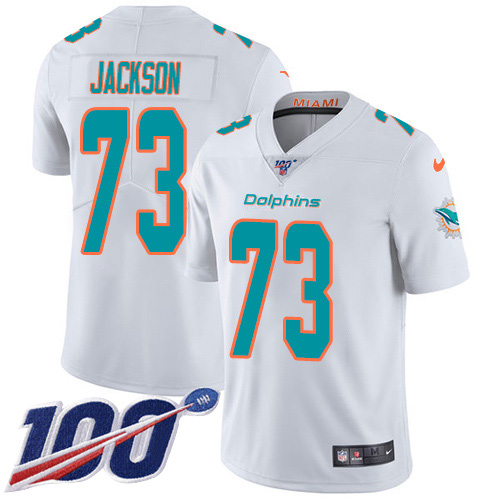 Miami Dolphins #73 Austin Jackson White Men Stitched NFL 100th Season Vapor Untouchable Limited Jersey